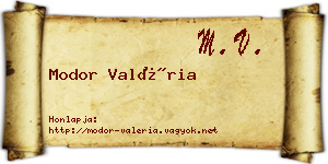Modor Valéria névjegykártya